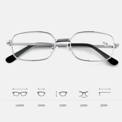 Classic Eyeglasses Silver Rectangle Glasses for Men